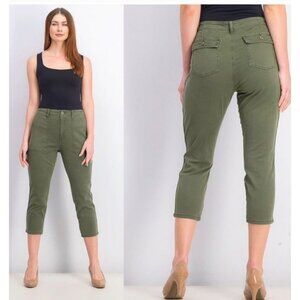 Pistola Olive Green High Rise Cropped jean size 33 Large 90s Y2k